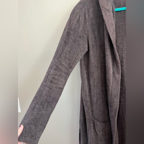 Barefoot Dreams CozyChic Lite Size. M Chocolate‎ Brown Cardigan Hooded - Picture 3 of 7